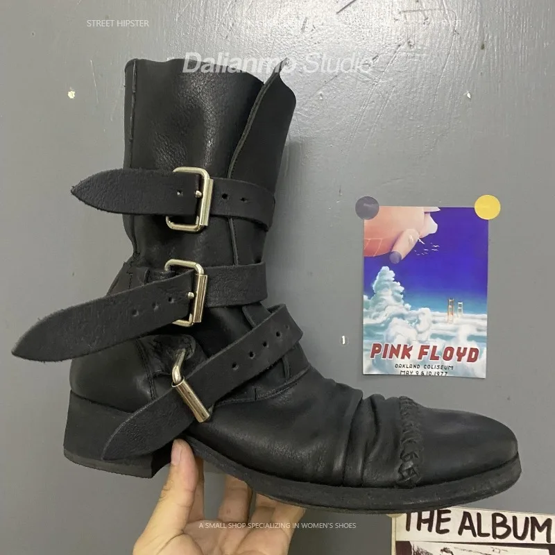 Vintage Style Women Fashion - Fashion Men's Genuine Leather Motorcycle Boots