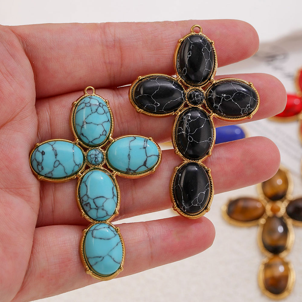 Vintage Fashion Earrings - Stainless Steel Charms Vintage Large Cross