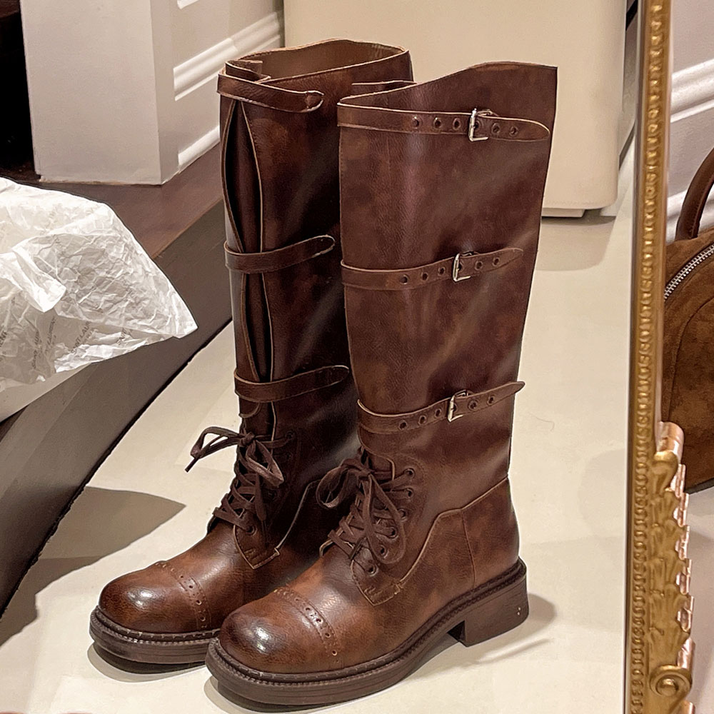 Vintage Style Women Fashion - Women's Knee High Boots Vintage Belt