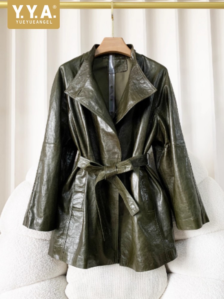Vintage Trench Coat - Vintage Women Belted Loose Fit Mid
