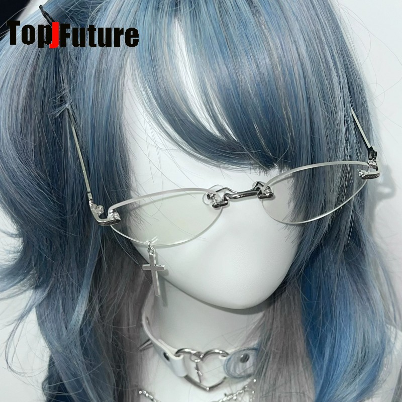 Vintage Fashion Subculture - Y2K Girl Alternative Subculture Minimalist Rimless