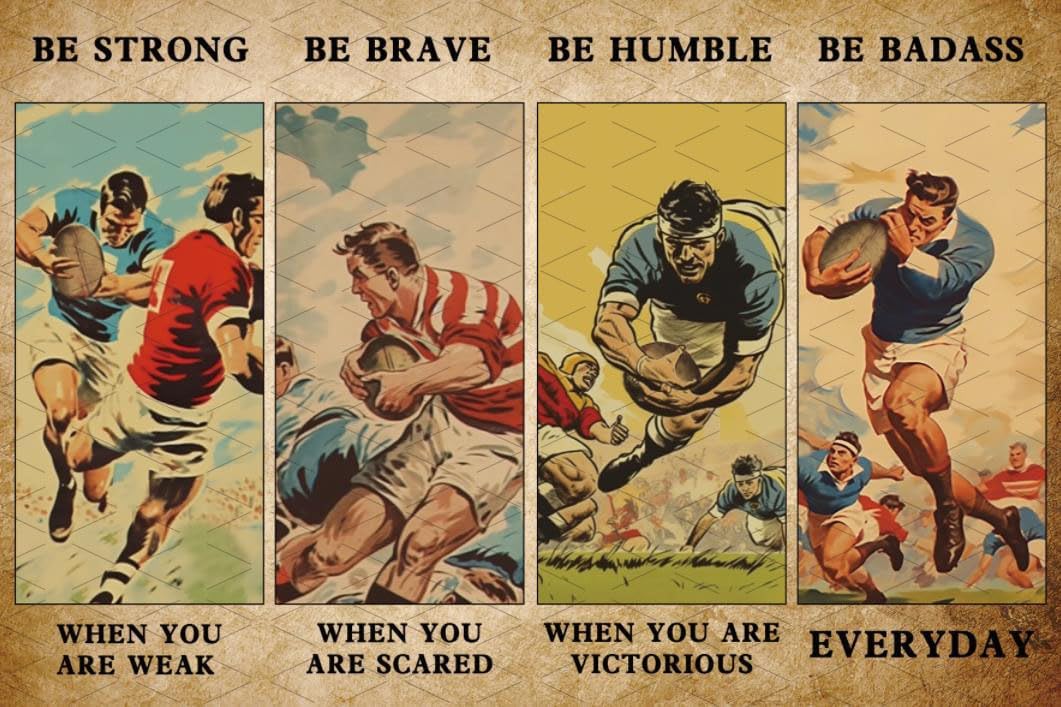 Flyhaw Vintage Rugby Metal Tin - Vintage Fashion Posters 评论和价格