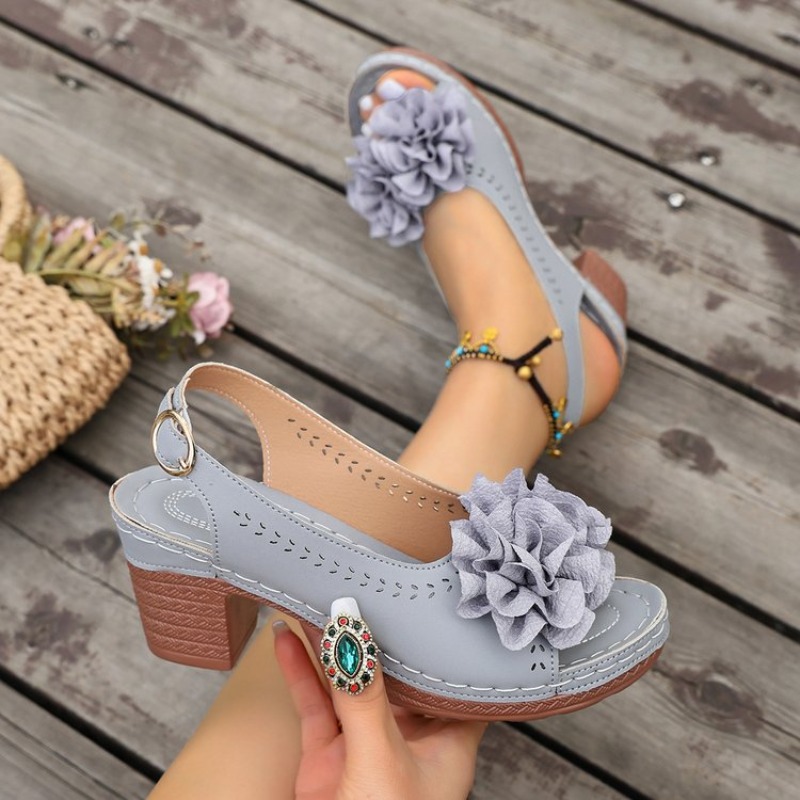 Vintage Flower Decorate Peep T - Vintage And Modern Fashion 评论和价格