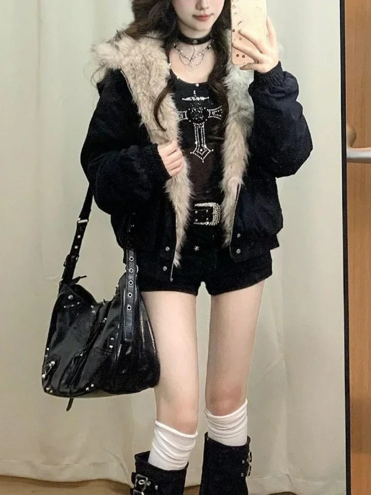 Y2k Gothic Vintage Black Zip U - Vintage Fashion Subculture 评论和价格