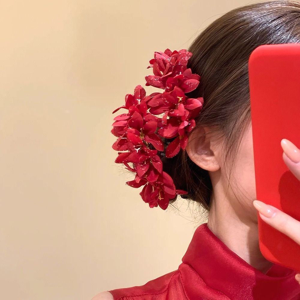 Rose Flower Red Flower Hairpin - Vintage Fashion Ornaments 评论和价格