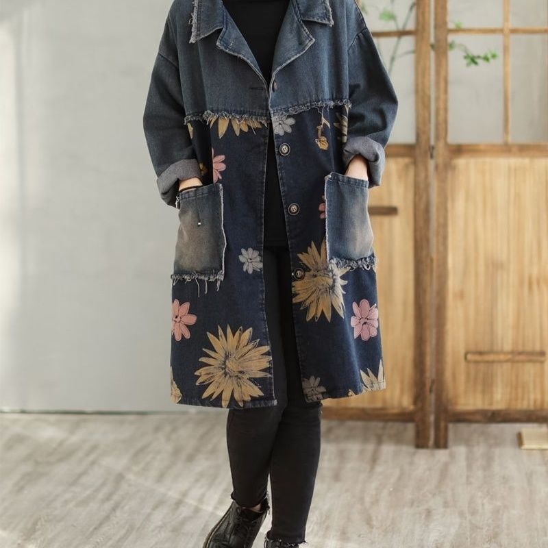 Medium And Long Denim Jacket W - Vintage Trench Coat 评论和价格