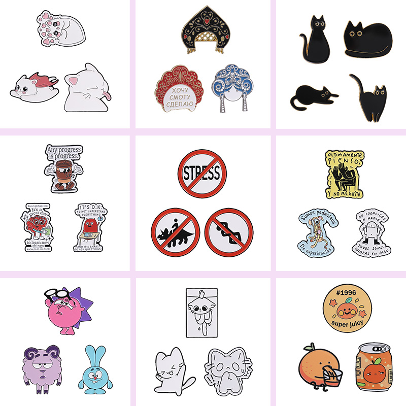 Mixed Enamel Pins Set Cute Cat - Vintage Fashion Quotes 评论和价格
