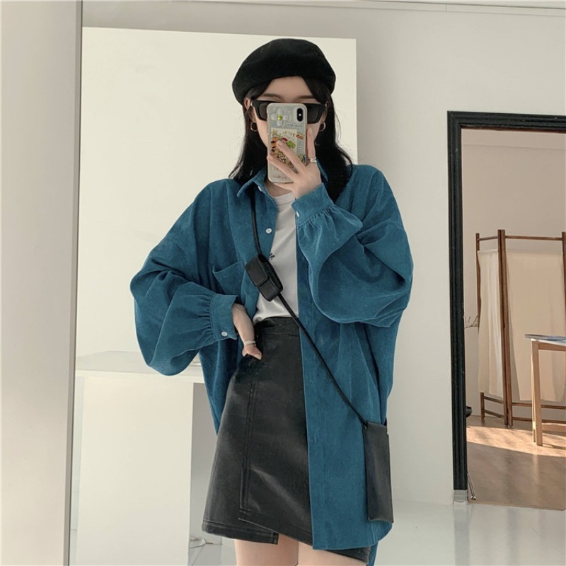 Loose Long Sleeve Shirt Jacket - Vintage Fashion Hong Kong 评论和价格