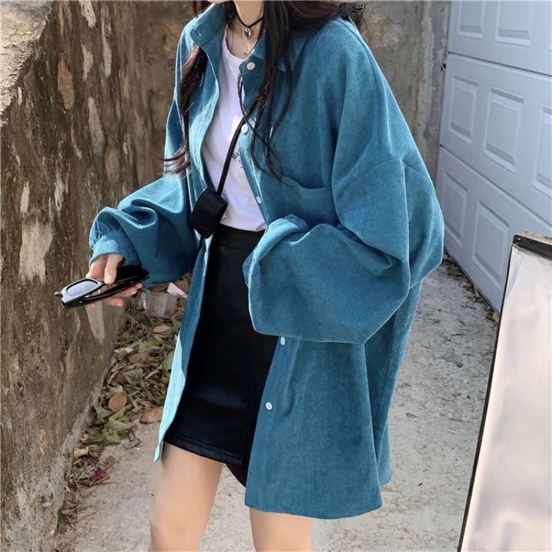 Loose Long Sleeve Shirt Jacket - Vintage Fashion Hong Kong 评论和价格