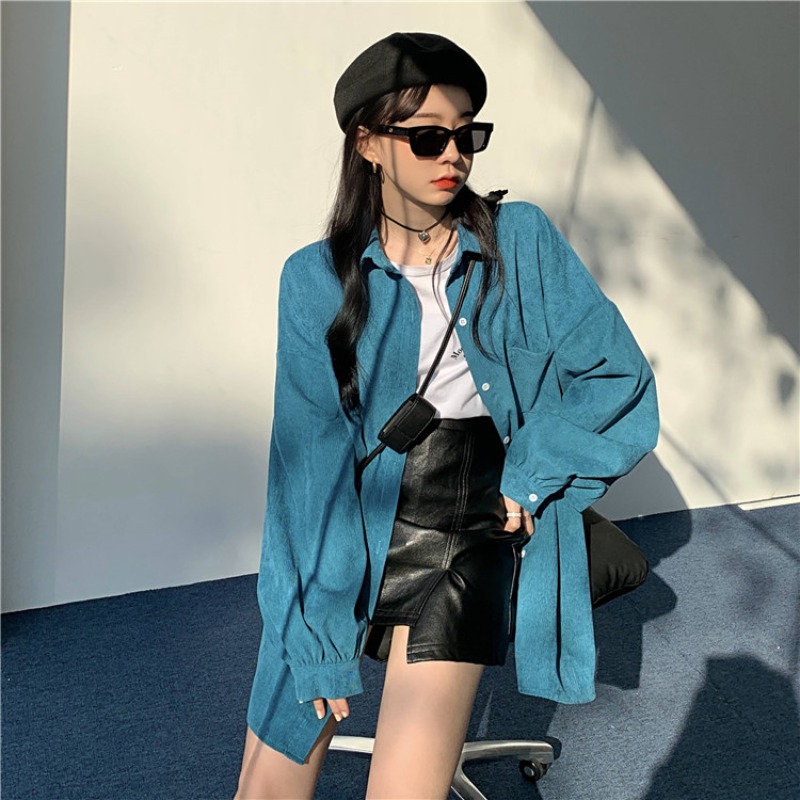 Loose Long Sleeve Shirt Jacket - Vintage Fashion Hong Kong 评论和价格