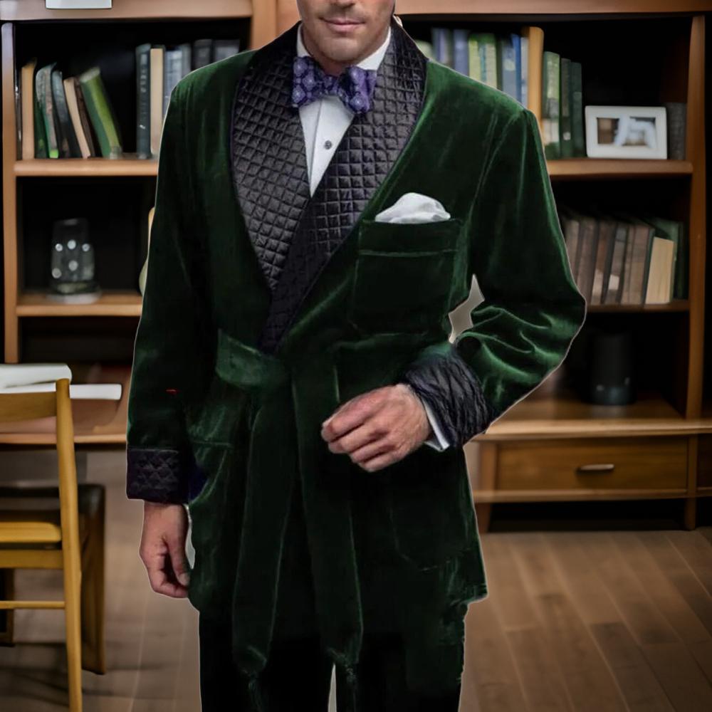 Green Velvet Smoking Suit Jack - Vintage Trench Coat 评论和价格