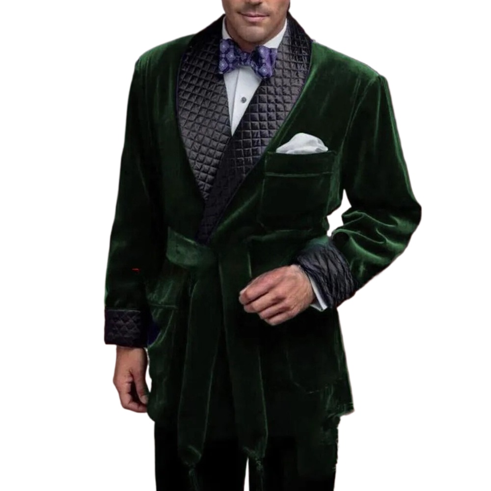 Green Velvet Smoking Suit Jack - Vintage Trench Coat 评论和价格