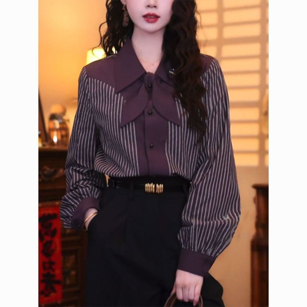 Casual Stripe Long Sleeve Wome - Vintage Fashion Hong Kong 评论和价格