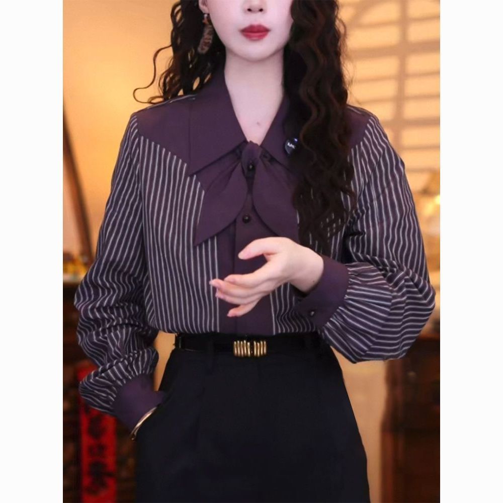 Casual Stripe Long Sleeve Wome - Vintage Fashion Hong Kong 评论和价格