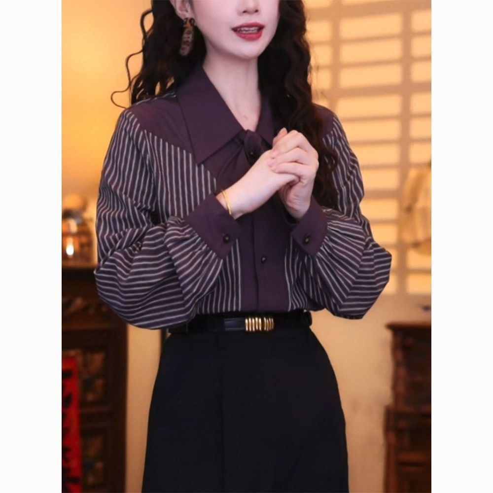 Casual Stripe Long Sleeve Wome - Vintage Fashion Hong Kong 评论和价格