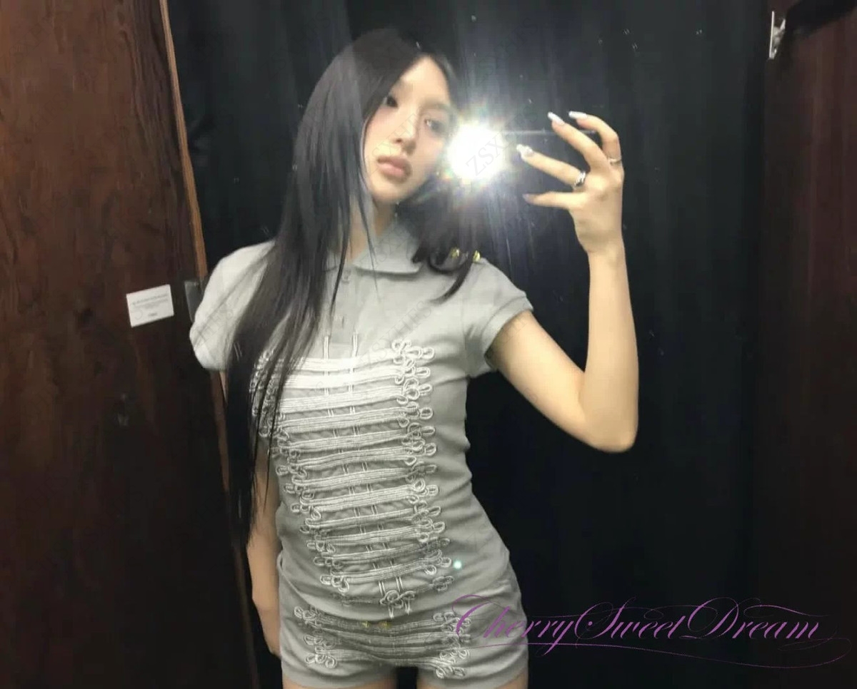 Gray 3D Embroidered Polo Shirt - Vintage Fashion Subculture 评论和价格